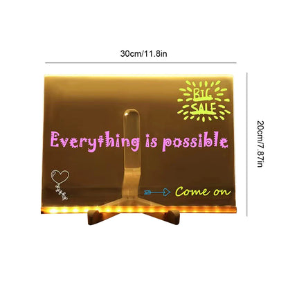 Tablero de mensajes acrílico iluminado, tablero de dibujo brillante regrabable DIY para niños-blackboard for children