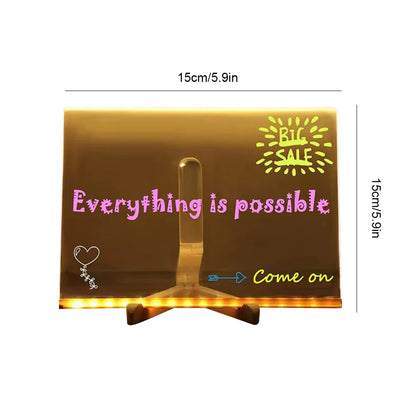 Tablero de mensajes acrílico iluminado, tablero de dibujo brillante regrabable DIY para niños-blackboard for children