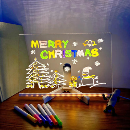 Tablero de mensajes acrílico iluminado, tablero de dibujo brillante regrabable DIY para niños-blackboard for children