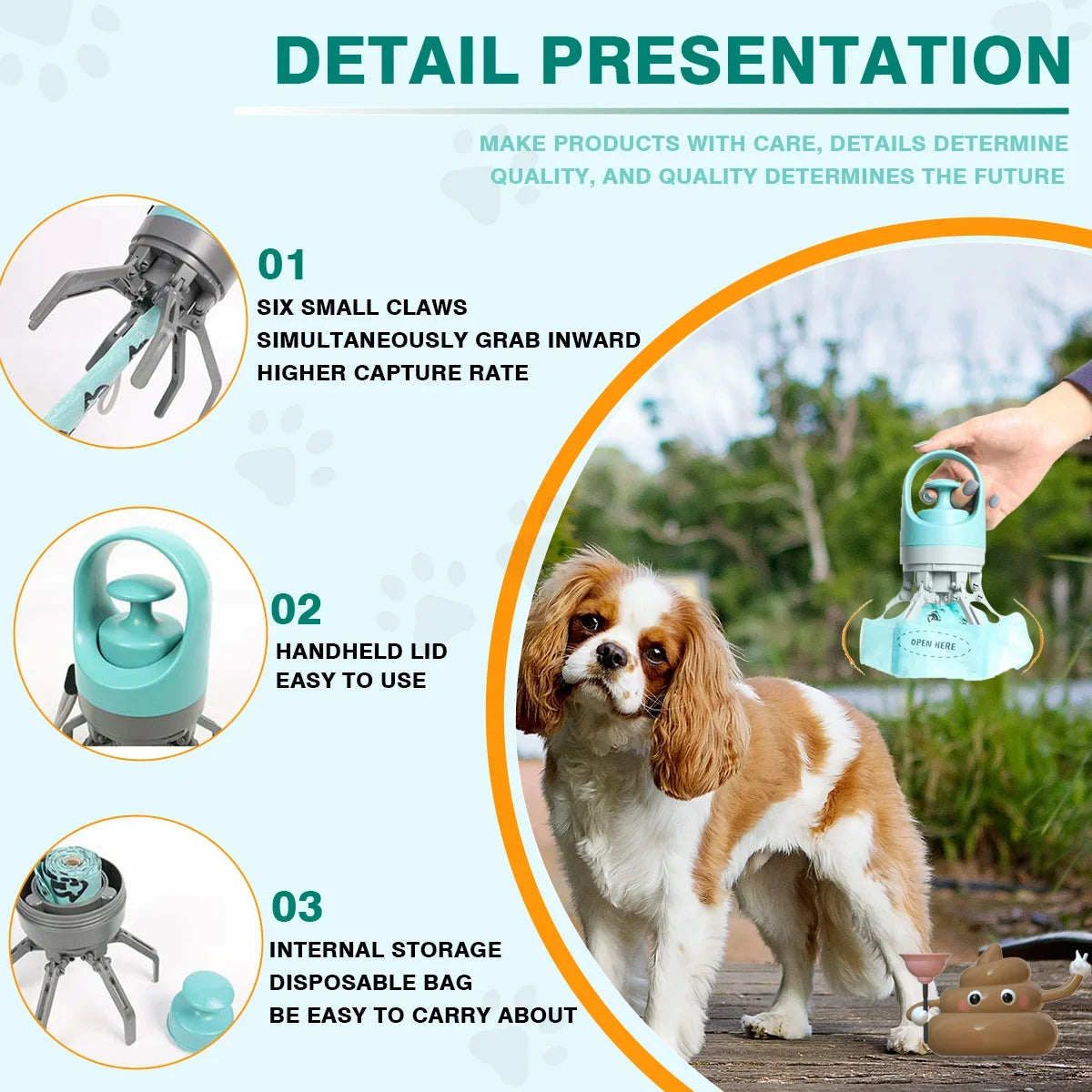 recogedor de excremento de perro o gatos sin contacto con las manos- clean pets