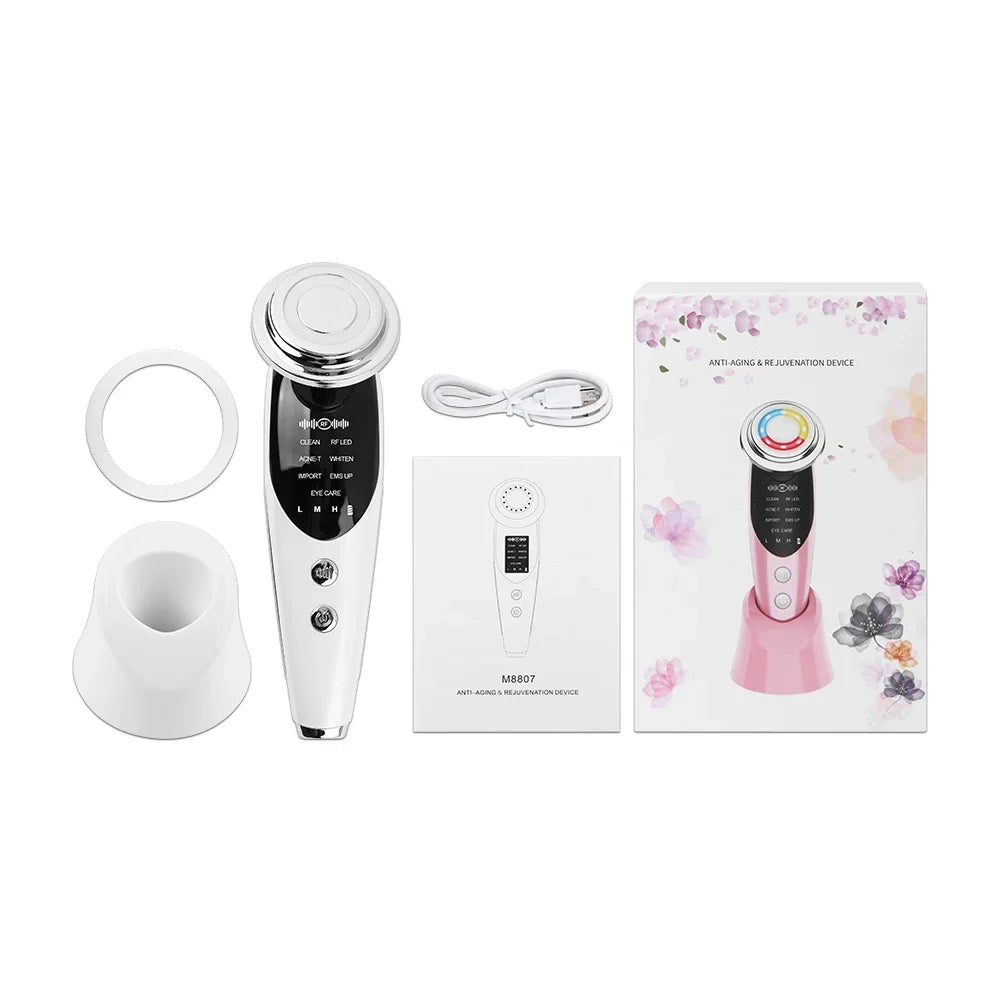 Dispositivo de Estiramiento Facial 7 en 1, masajeador Facial de microcorriente EMS RF para rejuvenecimiento de la piel- skin care