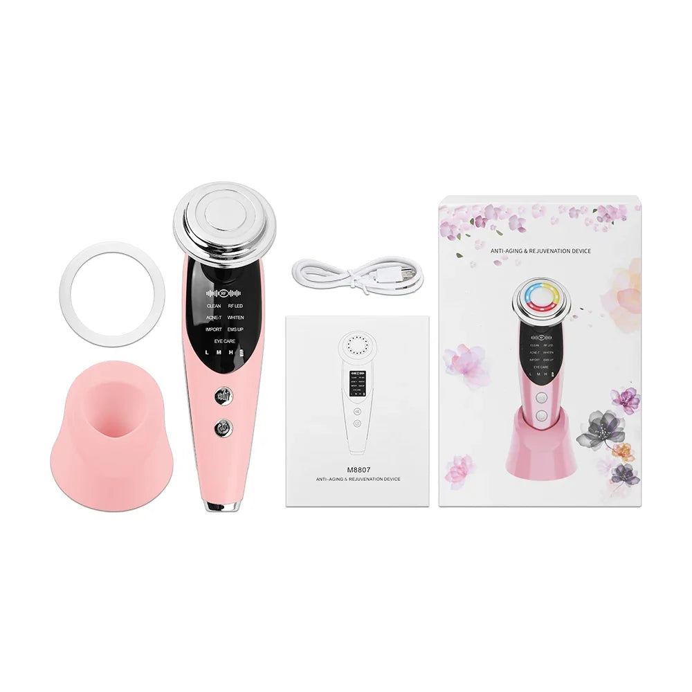 Dispositivo de Estiramiento Facial 7 en 1, masajeador Facial de microcorriente EMS RF para rejuvenecimiento de la piel- skin care